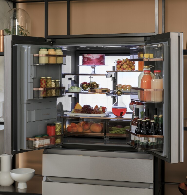 CAFÉ™ ENERGY STAR® 27.8 Cu. Ft. Smart 4-Door French-Door Refrigerator in Platinum Glass CVE28DM5NS5