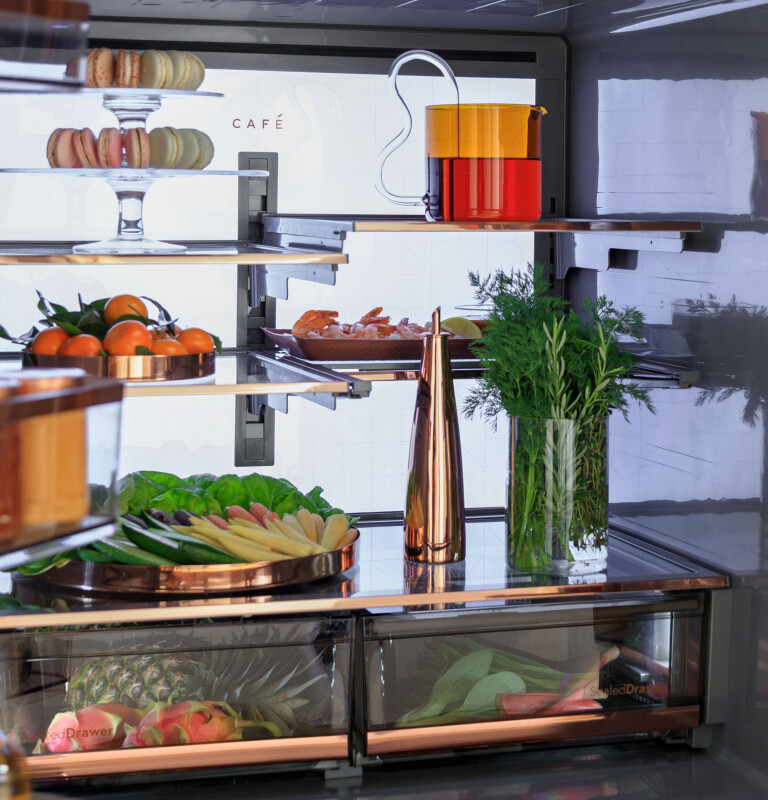 CAFÉ™ ENERGY STAR® 27.8 Cu. Ft. Smart 4-Door French-Door Refrigerator in Platinum Glass CVE28DM5NS5