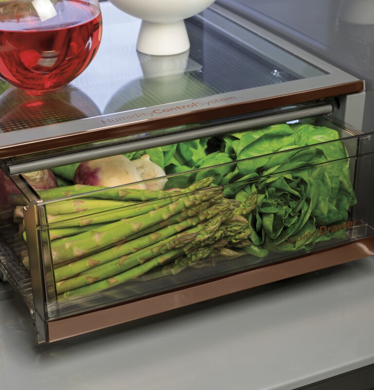 CAFÉ™ ENERGY STAR® 27.8 Cu. Ft. Smart 4-Door French-Door Refrigerator in Platinum Glass CVE28DM5NS5