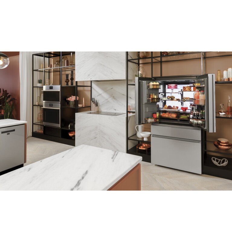 CAFÉ™ ENERGY STAR® 27.8 Cu. Ft. Smart 4-Door French-Door Refrigerator in Platinum Glass CVE28DM5NS5