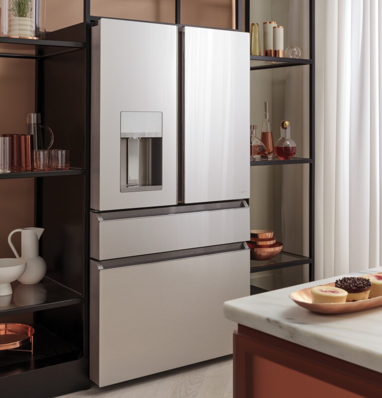 CAFÉ™ ENERGY STAR® 27.8 Cu. Ft. Smart 4-Door French-Door Refrigerator in Platinum Glass CVE28DM5NS5