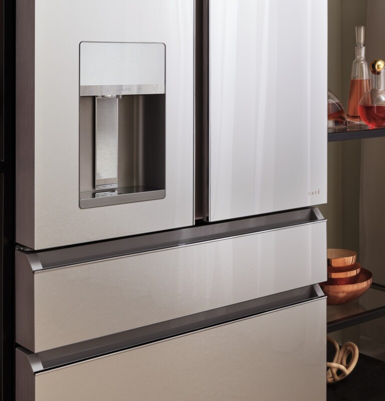CAFÉ™ ENERGY STAR® 27.8 Cu. Ft. Smart 4-Door French-Door Refrigerator in Platinum Glass CVE28DM5NS5