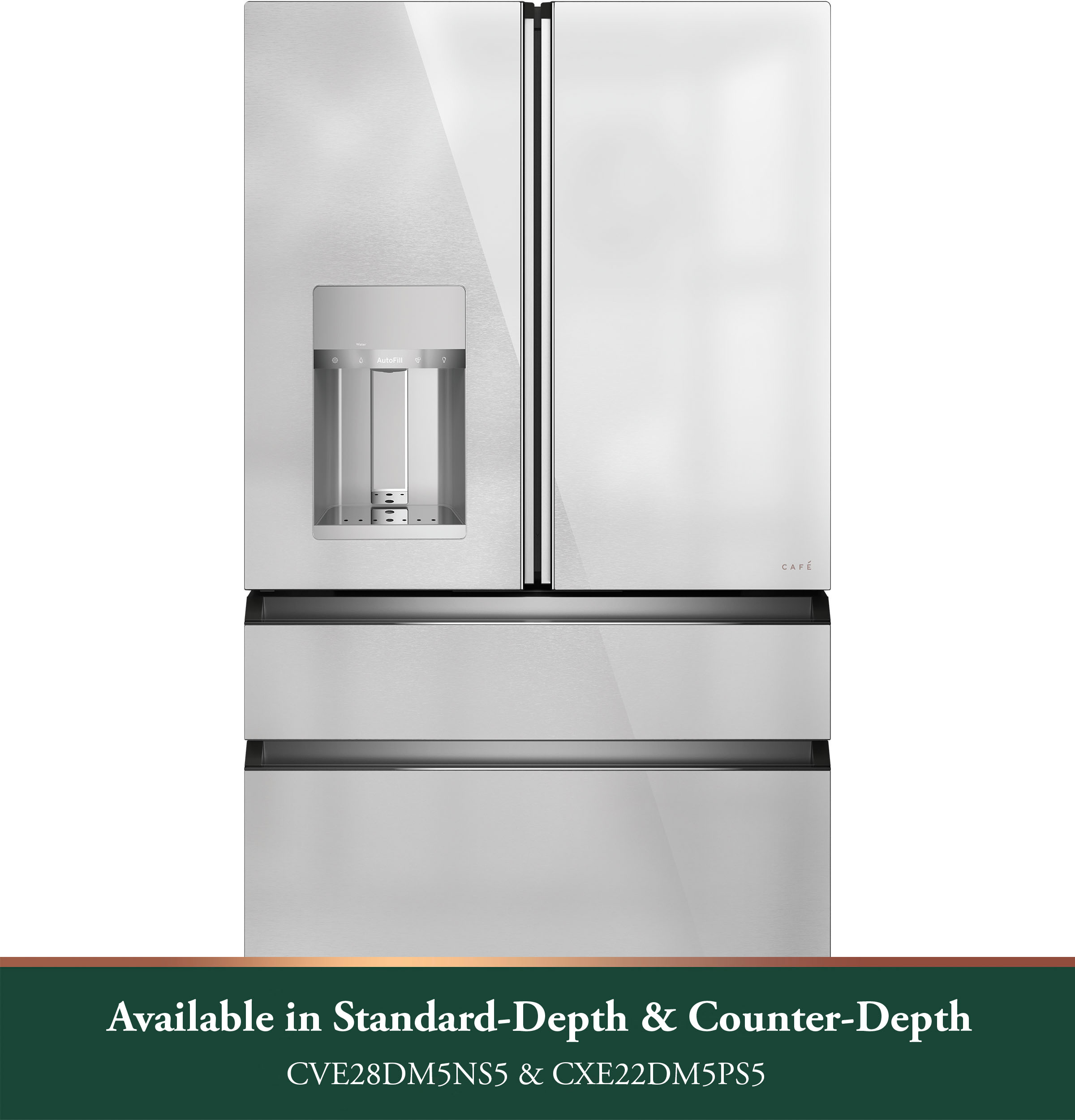 CAFÉ™ ENERGY STAR® 22.3 Cu. Ft. Smart Counter-Depth 4-Door French-Door Refrigerator in Platinum Glass CXE22DM5PS5