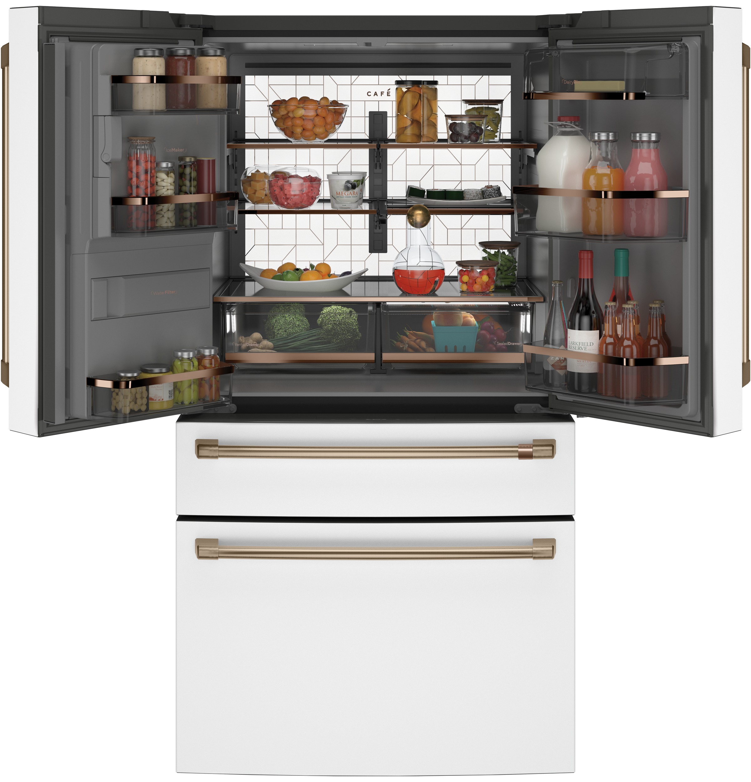 CAFÉ™ ENERGY STAR 22.3 Cu. Ft. Smart Counter-Depth 4-Door French-Door Refrigerator CXE22DP4PW2
