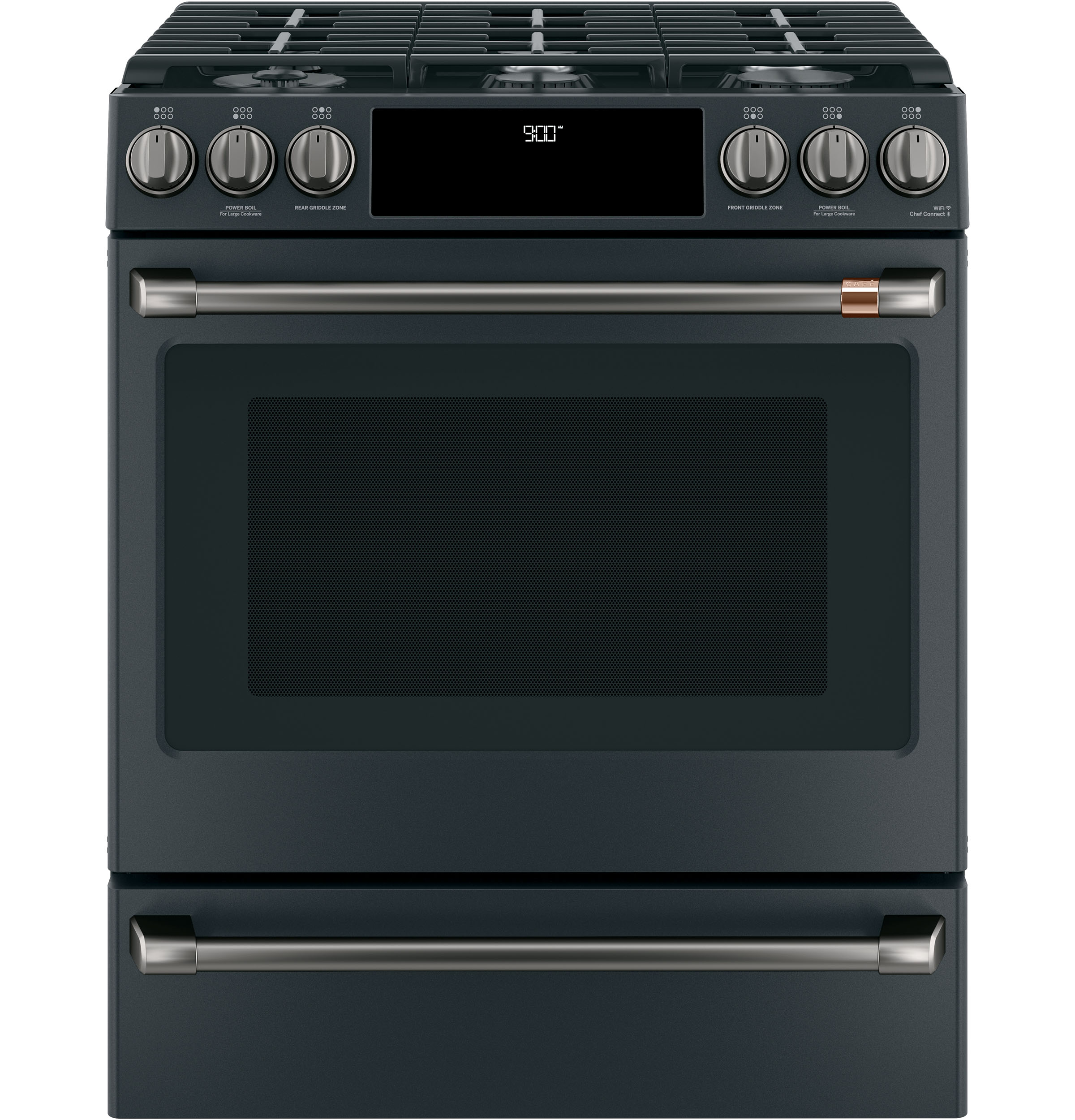 CAFÉ™ Front Control Gas Knobs and Handles - Brushed Black CXFCGHKPMBT