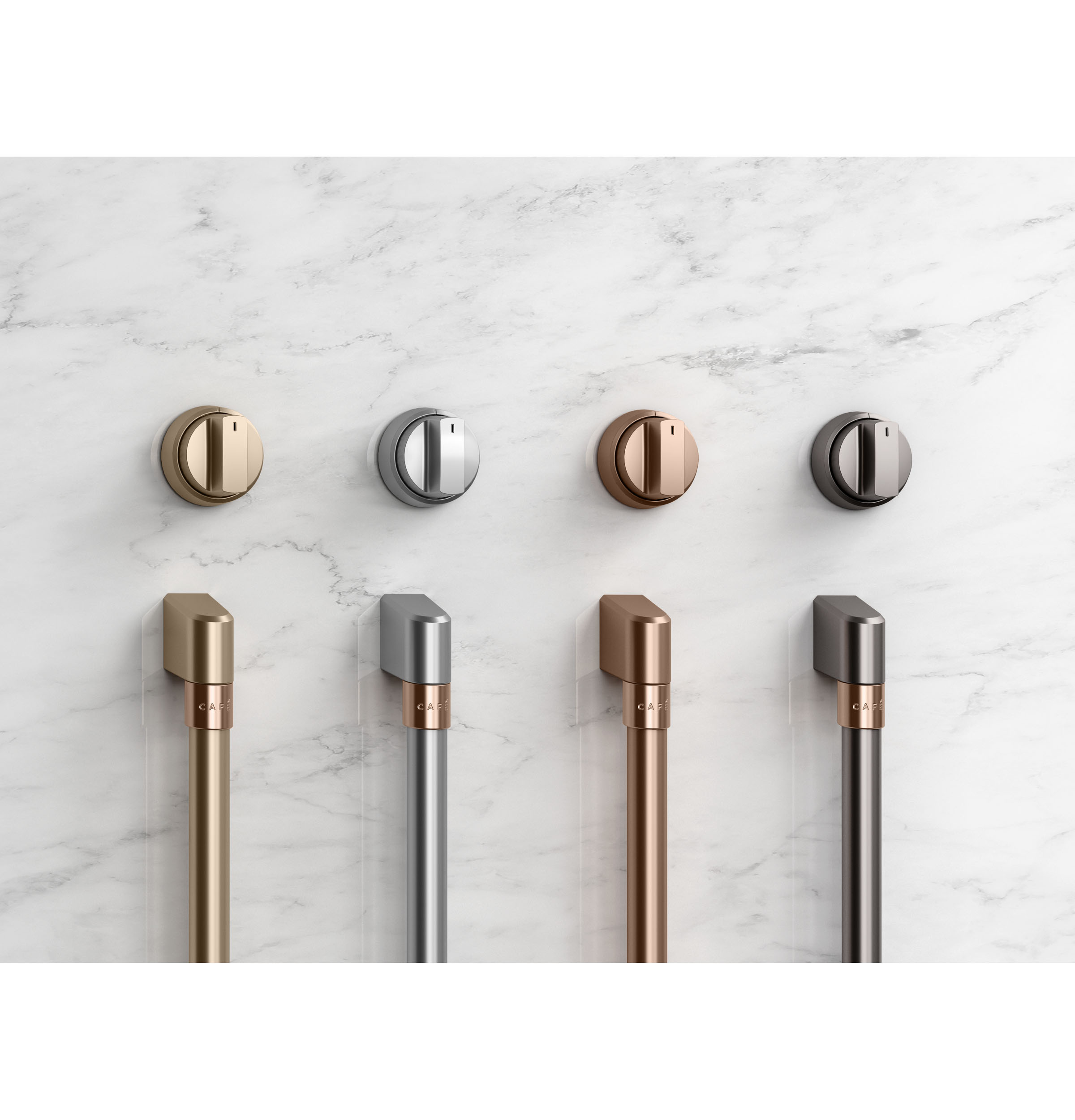 CAFÉ™ Front Control Induction Knobs and Handles - Brushed Stainless CXFCHHKPMSS