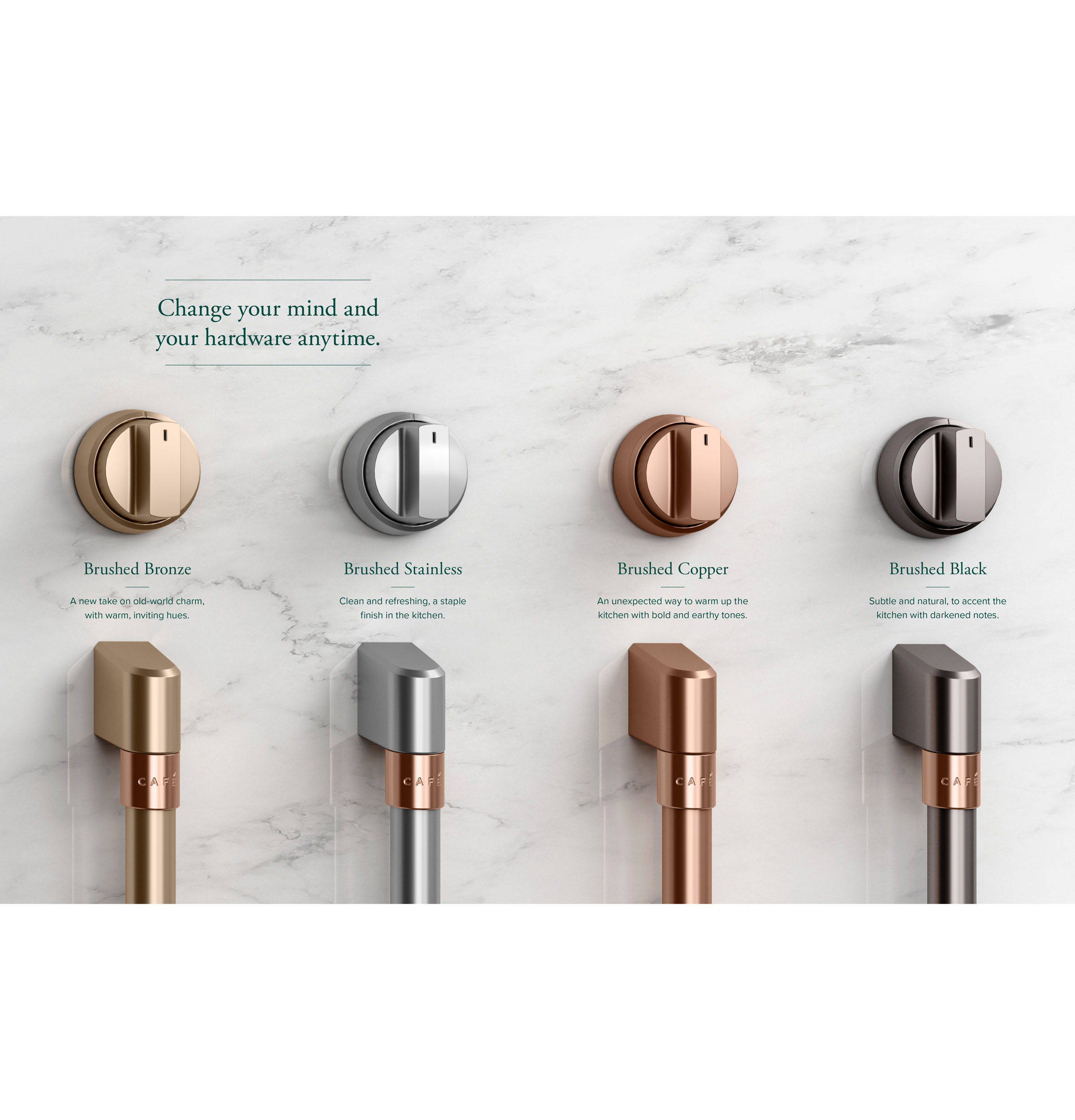 CAFÉ™ Front Control Induction Knobs and Handles - Brushed Stainless CXFCHHKPMSS