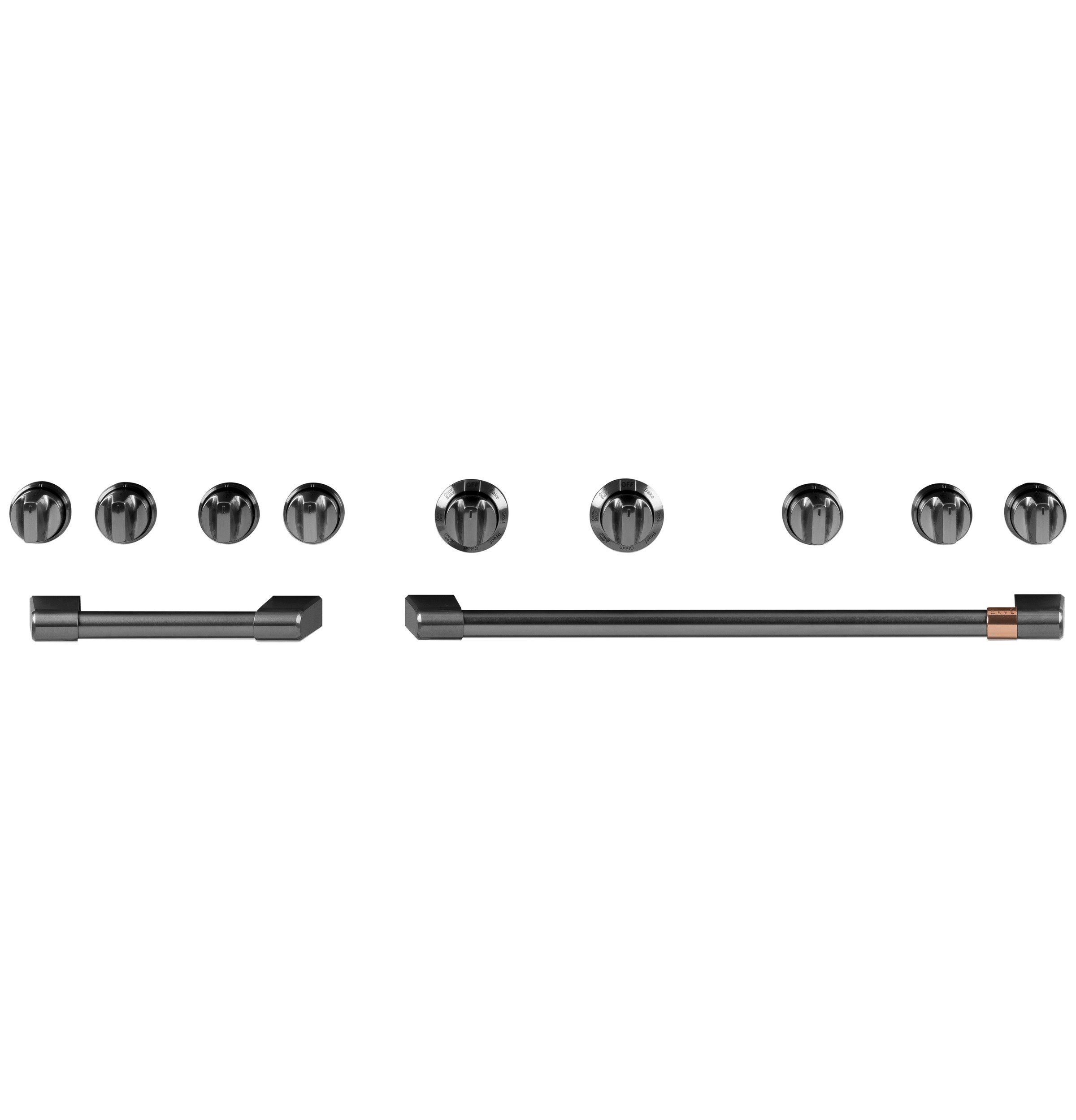 CAFÉ™ 48” Brushed Black Handle & Knob Set for Pro Range and Rangetop CXPR8HKPMBT