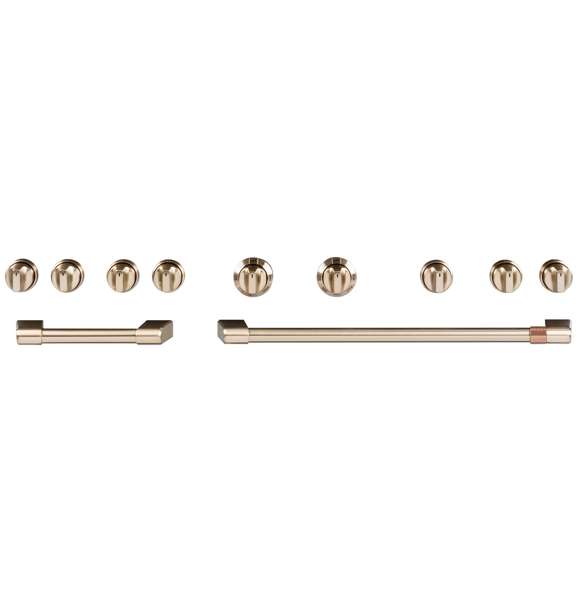 CAFÉ™ 48” Brushed Bronze Handle & Knob Set for Pro Range and Rangetop CXPR8HKPMBZ