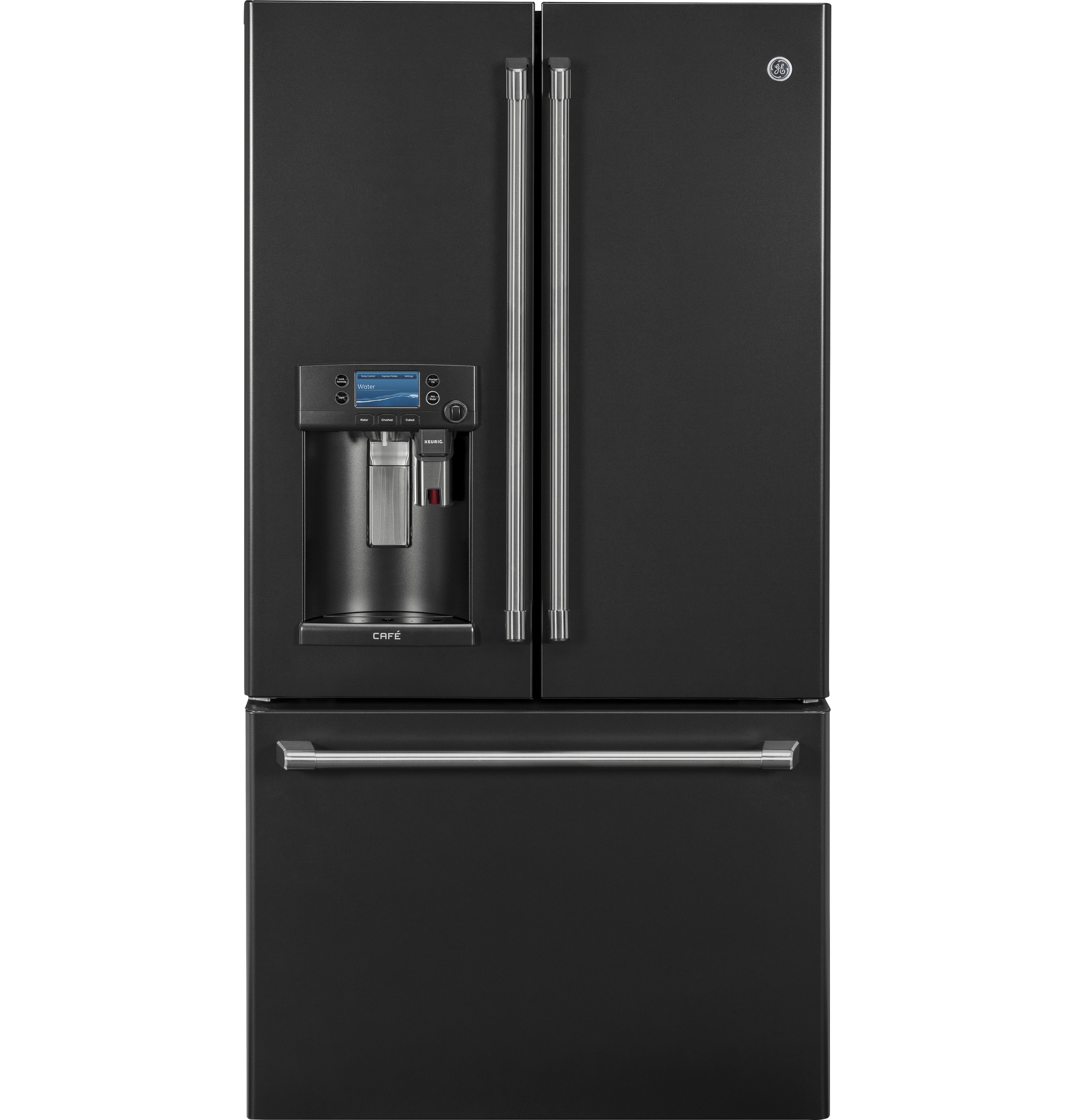 GE Series 22.2 Cu. Ft. Counter-Depth French-Door Refrigerator with Keurig® K-Cup® Brewing System CYE22UELDS