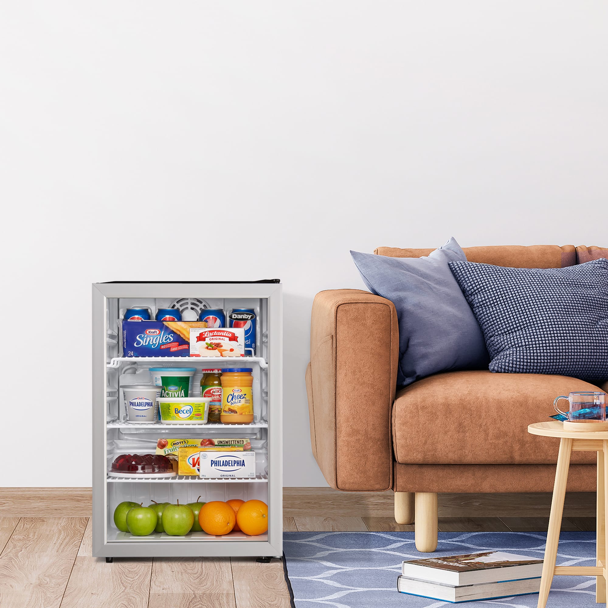 2.6 cu. ft. Compact Glass Door Fridge in Platinum DAG026A1BDB