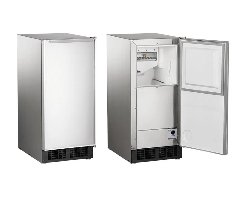 Scotsman 15" Undercounter Automatic Ice Cube Machine with Stainless Cabinet, Anodized Aluminum Door, and Drain Pump. Panel Ready DCE33PA1SSD Picture 1
