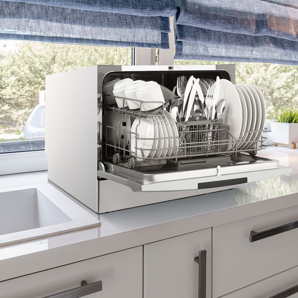 6 Place Setting Countertop Dishwasher in Silver DDW631SDB