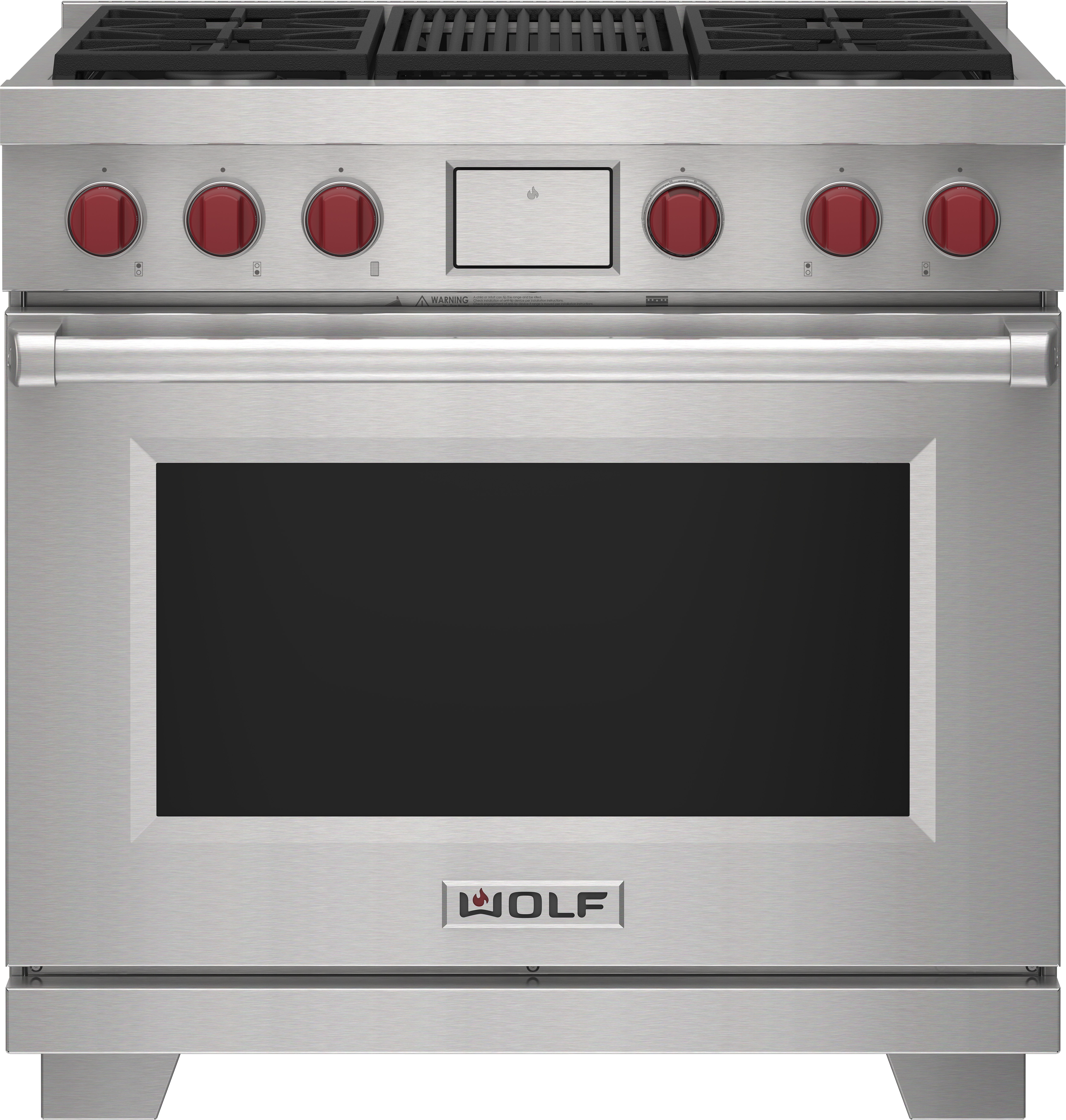 36" Dual Fuel Range - 4 Burners and Infrared Charbroiler DF36450CBKPLP