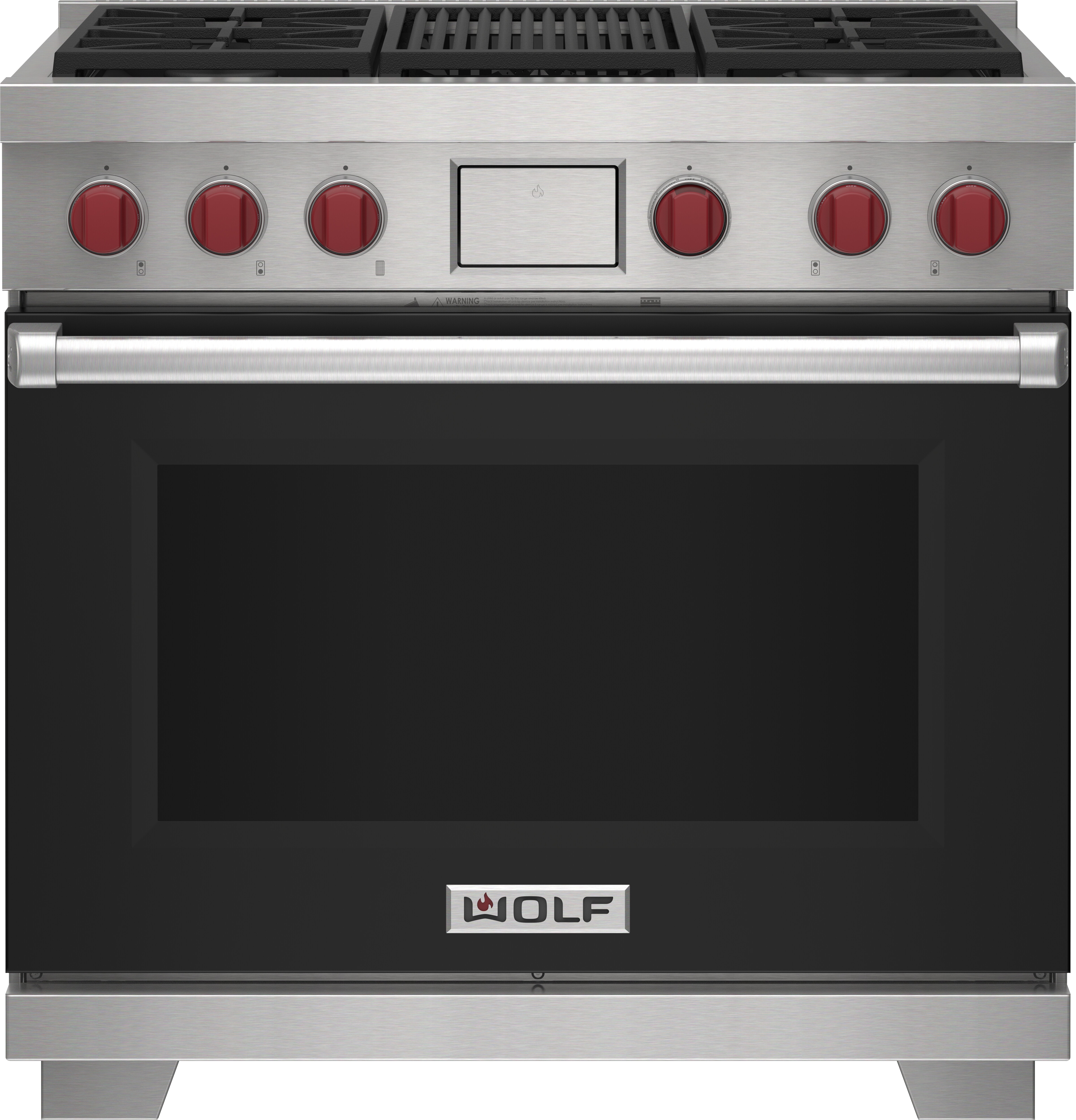 36" Dual Fuel Range - 4 Burners and Infrared Charbroiler DF36450CBKPLP