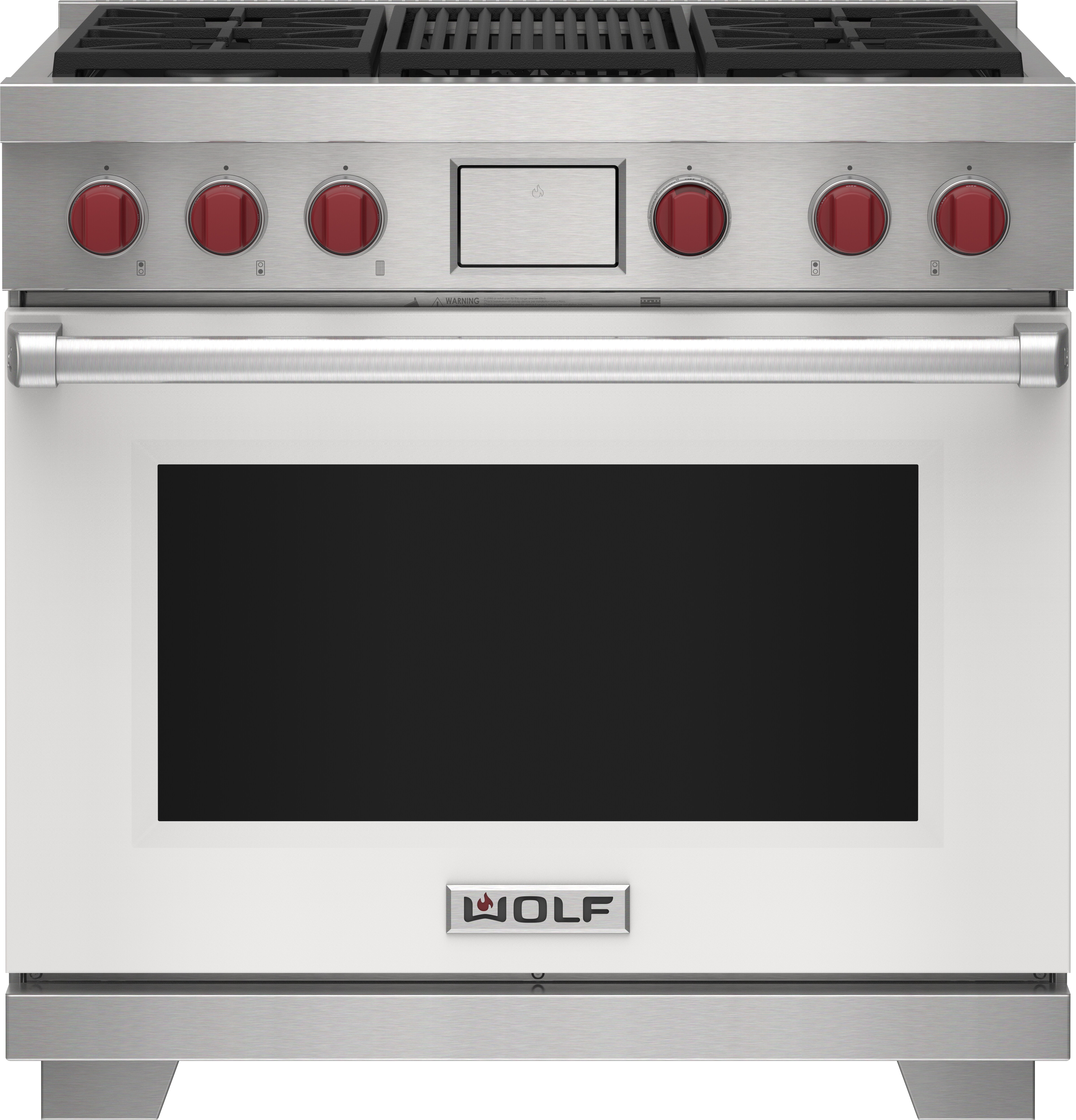 36" Dual Fuel Range - 4 Burners and Infrared Charbroiler DF36450CBKPLP