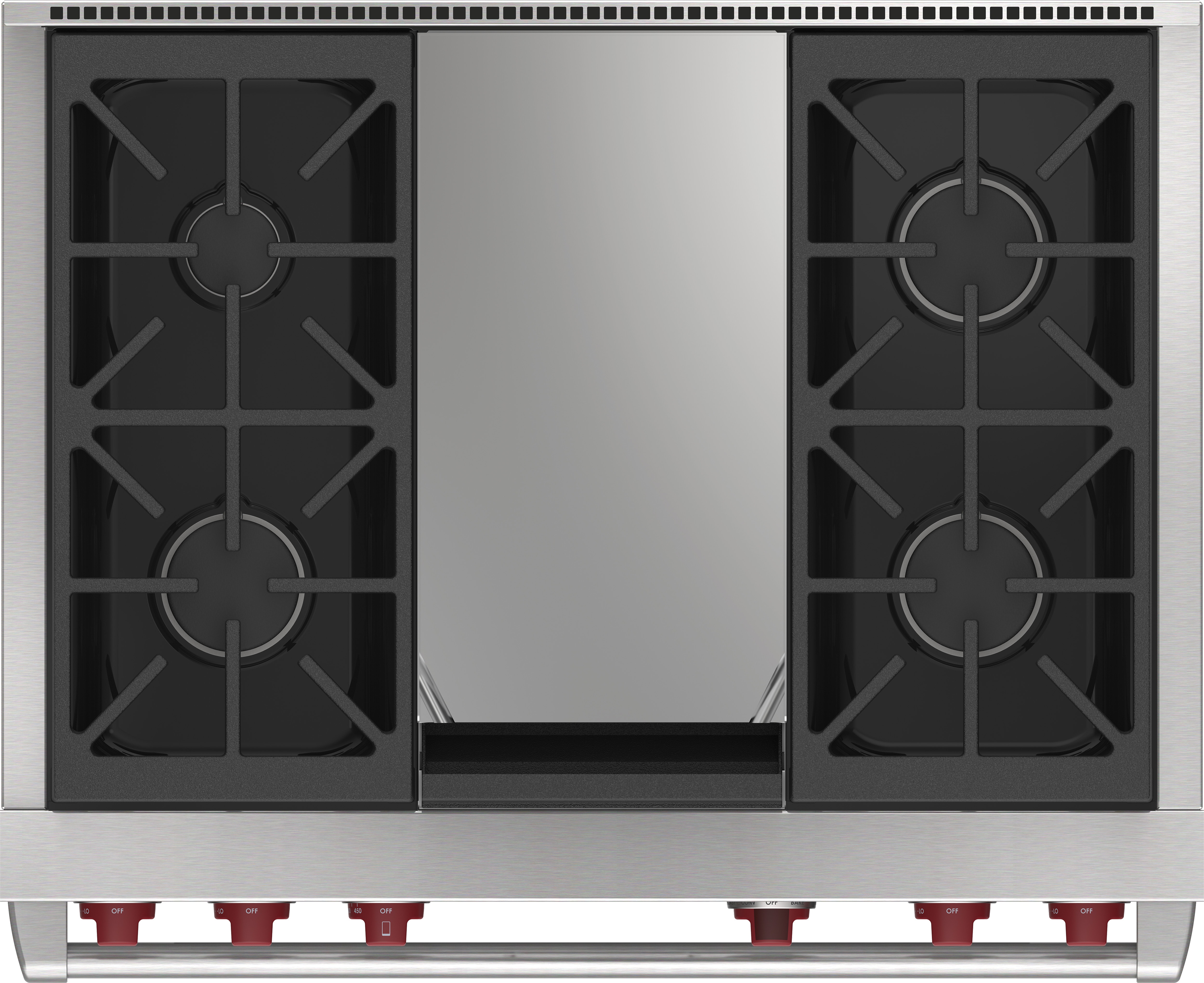 36" Dual Fuel Range - 4 Burners and Infrared Griddle DF36450GBKP
