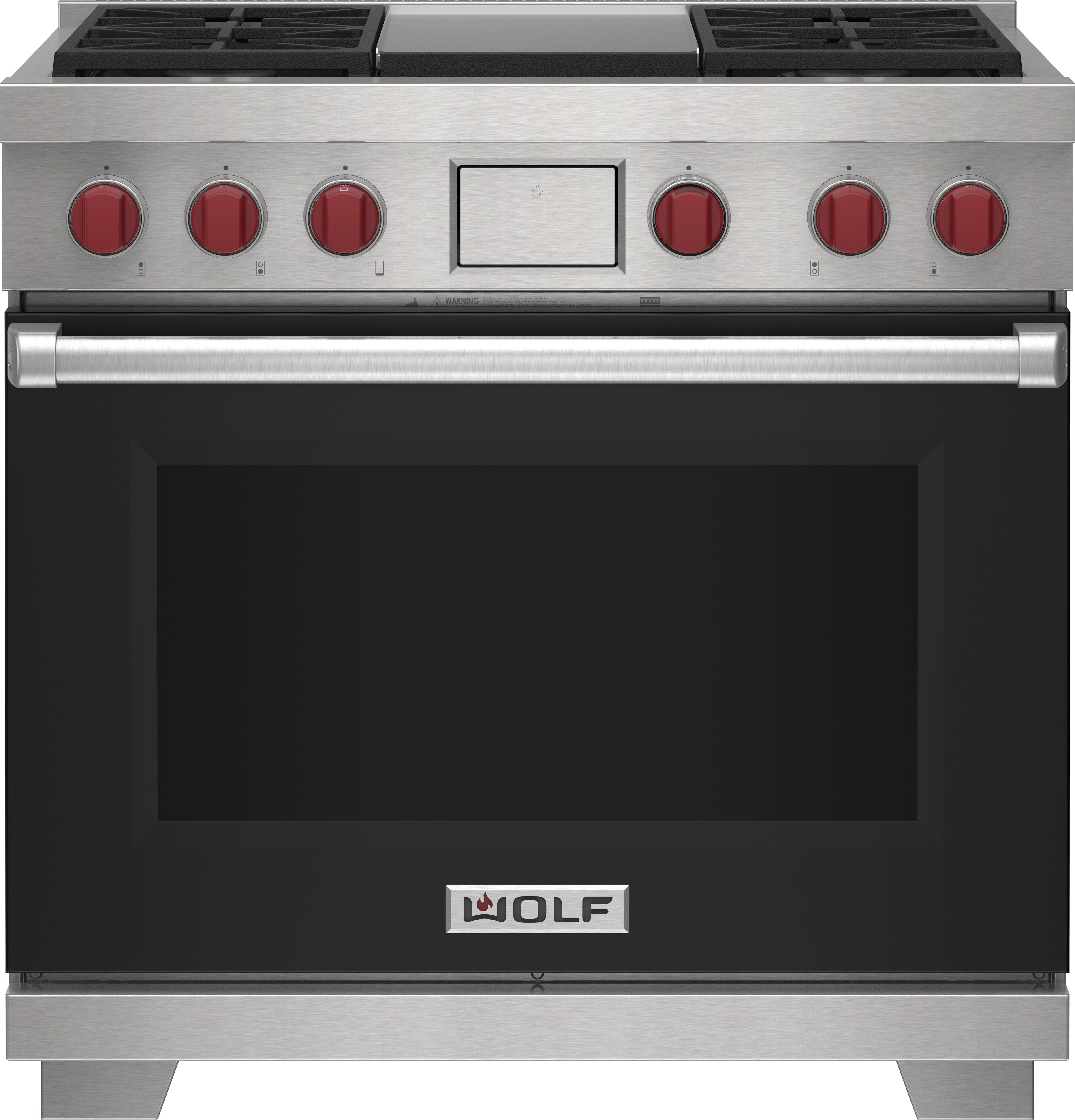 36" Dual Fuel Range - 4 Burners and Infrared Griddle DF36450GBKP