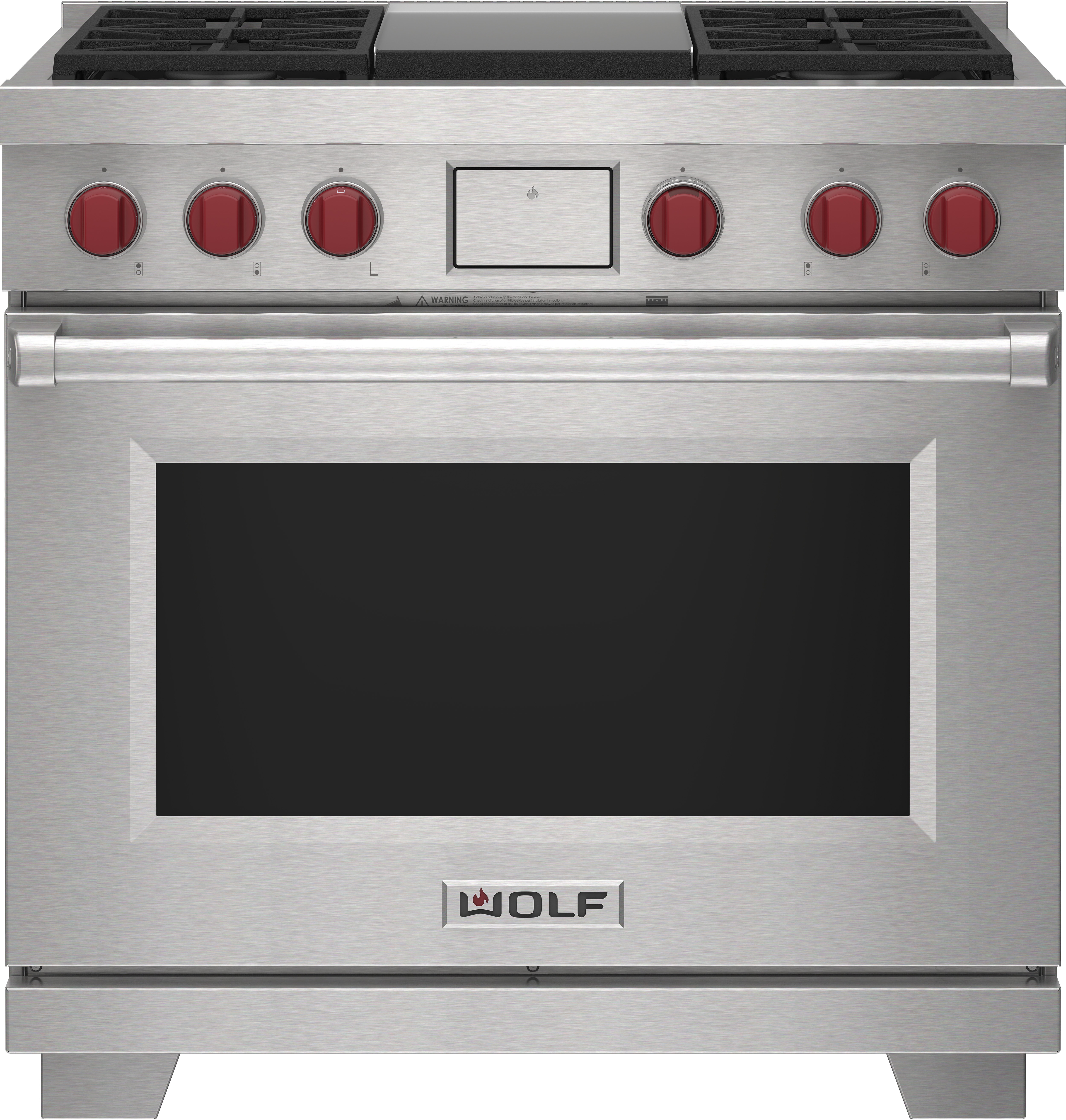 36" Dual Fuel Range - 4 Burners and Infrared Griddle DF36450GBKP