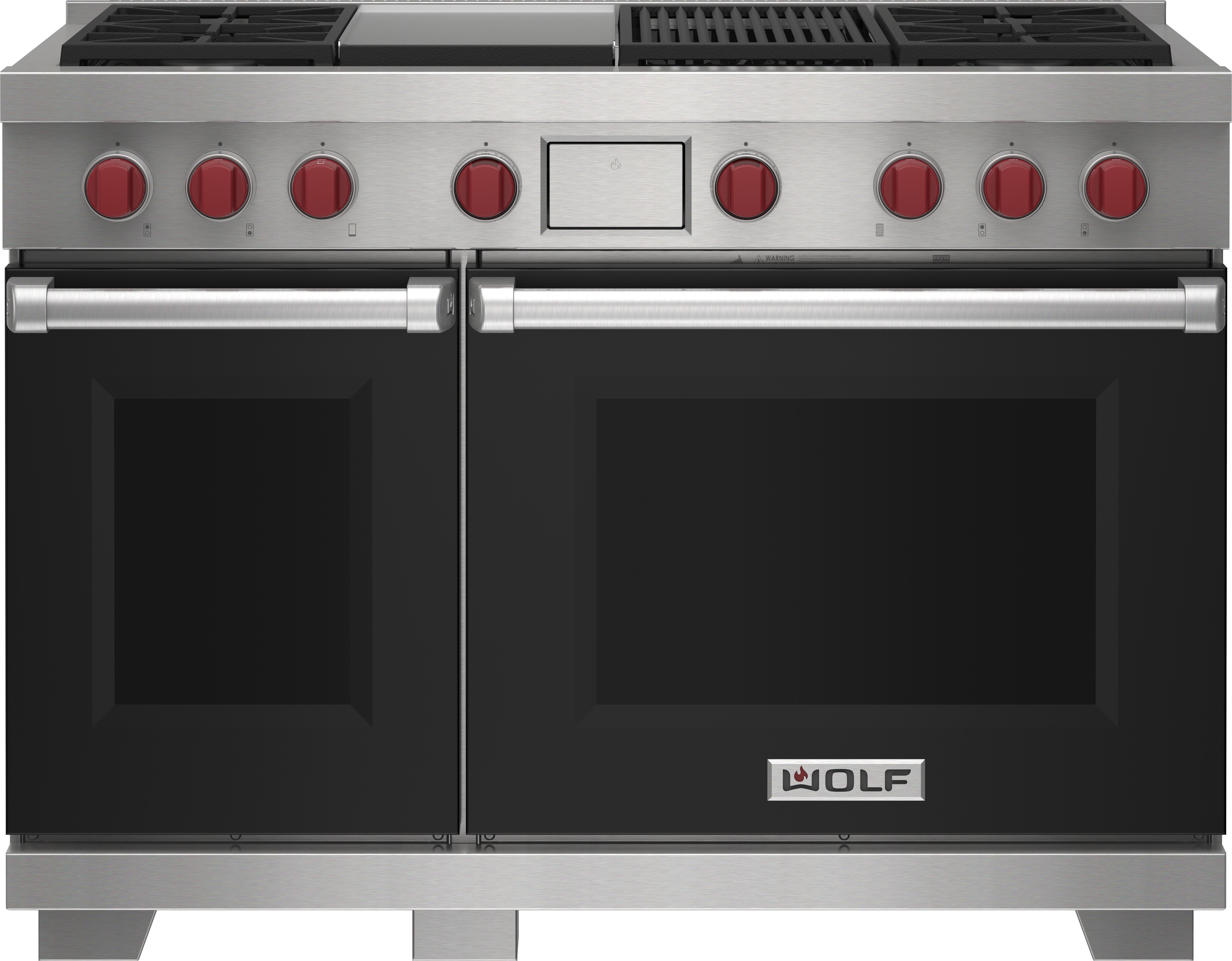 48" Dual Fuel Range - 4 Burners, Infrared Charbroiler and Infrared Griddle DF48450CGBKPLP