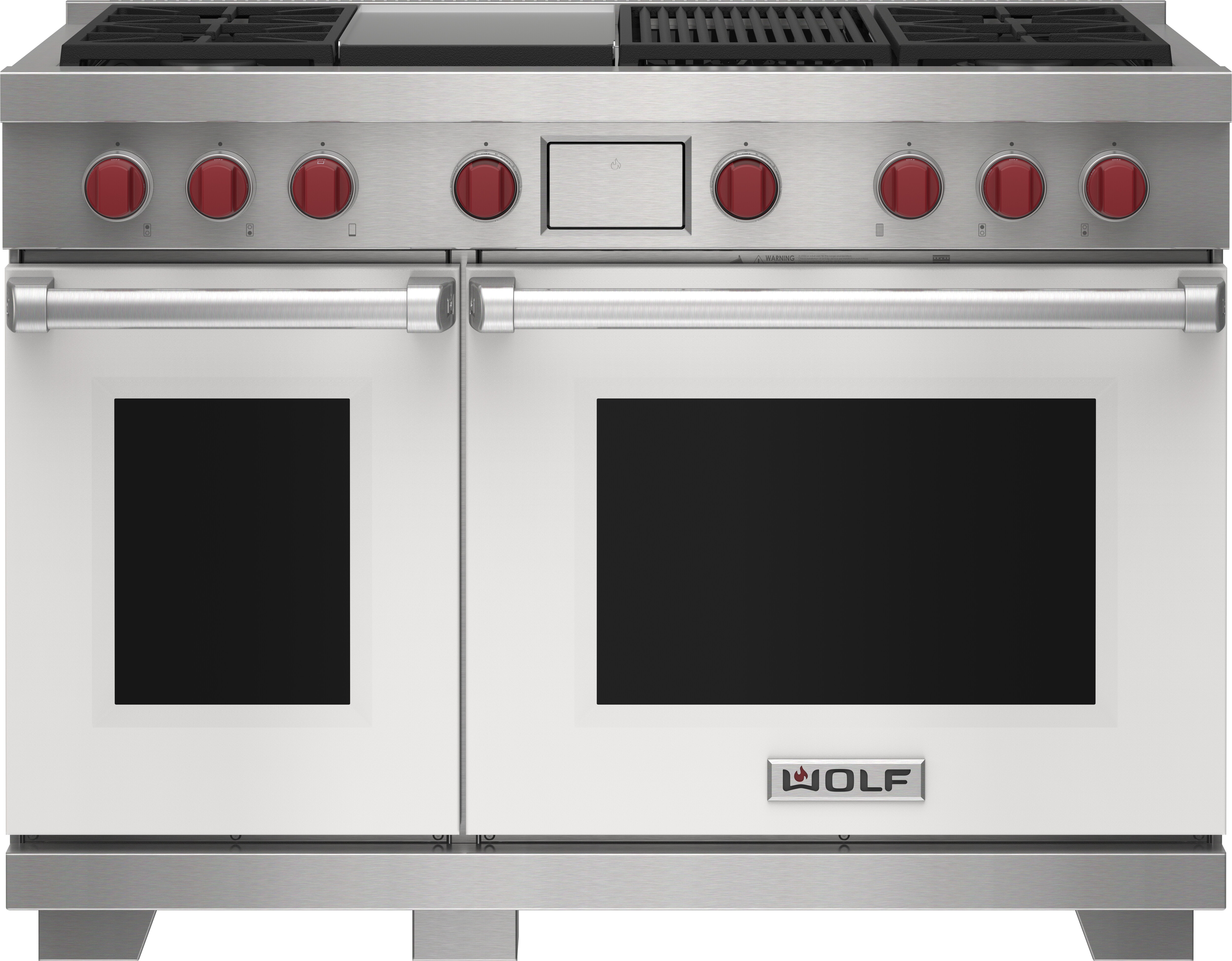 48" Dual Fuel Range - 4 Burners, Infrared Charbroiler and Infrared Griddle DF48450CGBKPLP