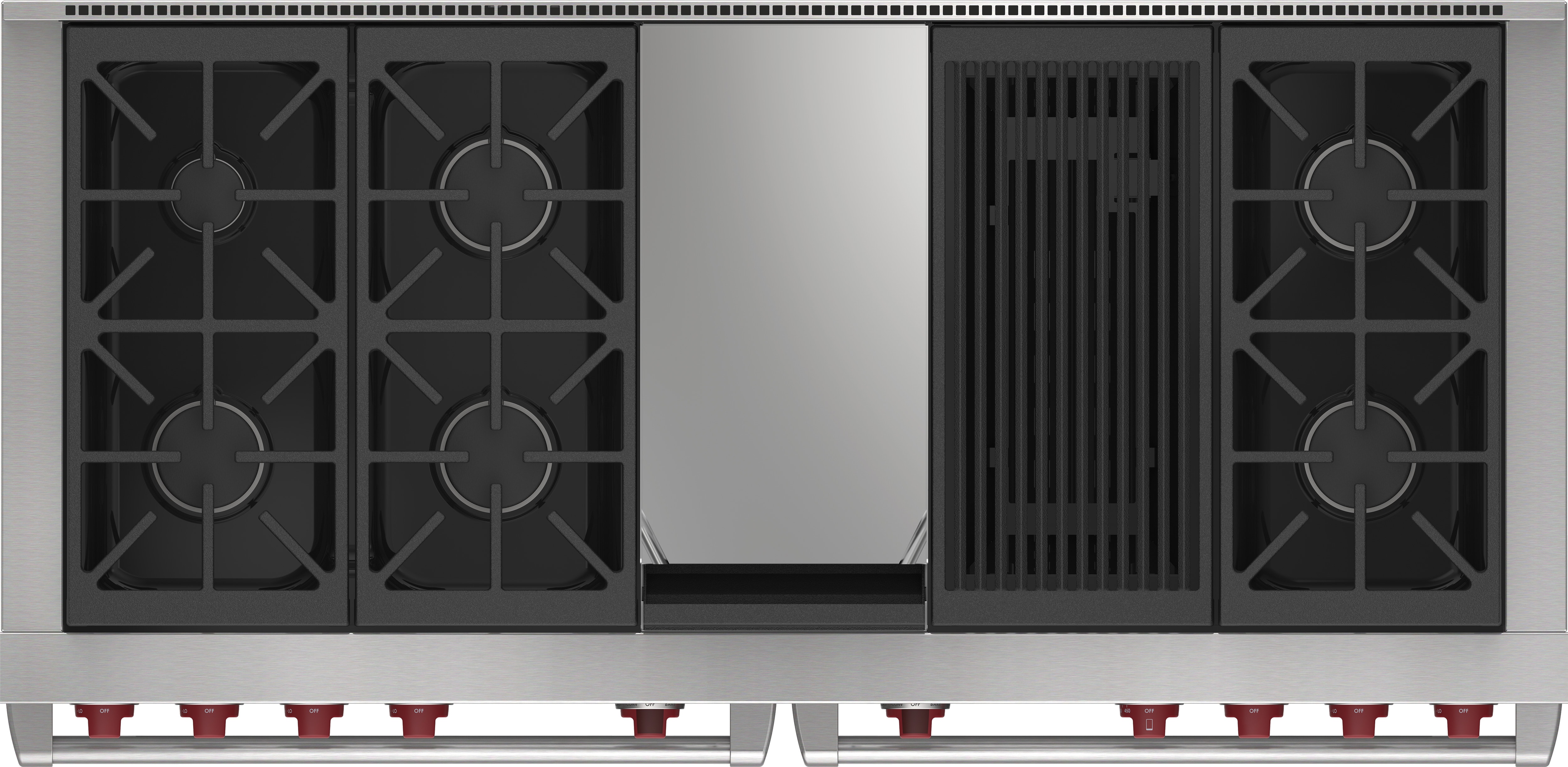 60" Dual Fuel Range - 6 Burners, Infrared Charbroiler and Infrared Griddle DF60650CGBKPLP