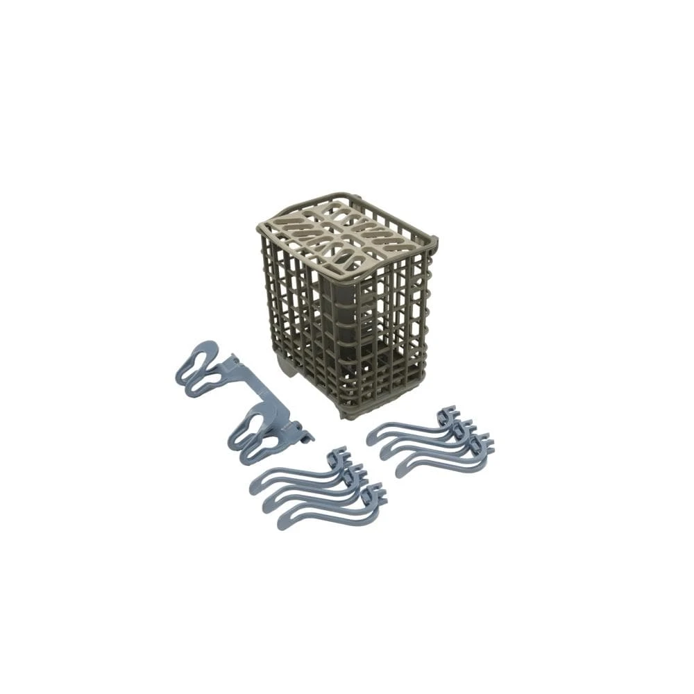 Dishwasher Silverware Basket Extension Kit (Grey/Blue) - Includes Six Light Item Clips, One Side Clip, and One Side Utensil Clip DISHEXTEND