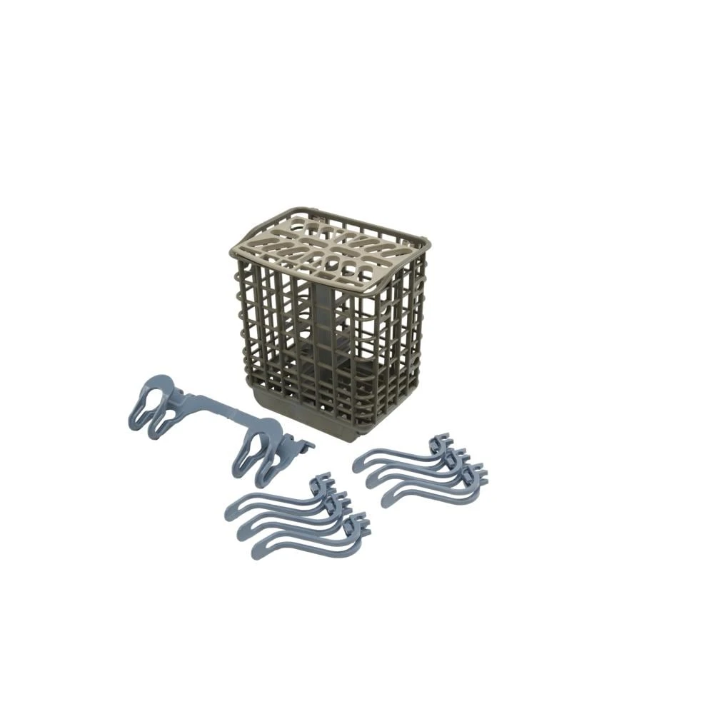 Dishwasher Silverware Basket Extension Kit (Grey/Blue) - Includes Six Light Item Clips, One Side Clip, and One Side Utensil Clip DISHEXTEND