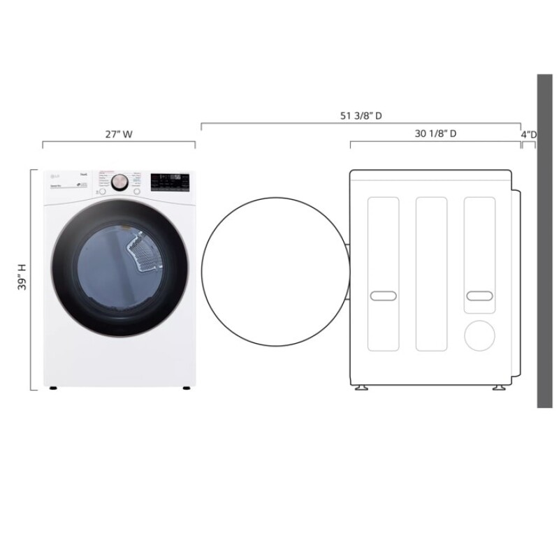 7.4 cu. ft. Ultra Large Capacity Smart wi-fi Enabled Front Load Electric Dryer with TurboSteam™ and Built-In Intelligence DLEX4000W