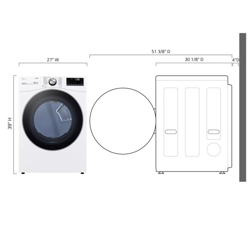 7.4 cu. ft. Ultra Large Capacity Smart wi-fi Enabled Front Load Electric Dryer with TurboSteam™ and Built-In Intelligence DLEX4200W