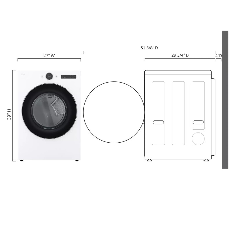 7.4 cu. ft. Ultra Large Capacity Smart Front Load Electric Dryer with Sensor Dry & Steam Technology DLEX5500W