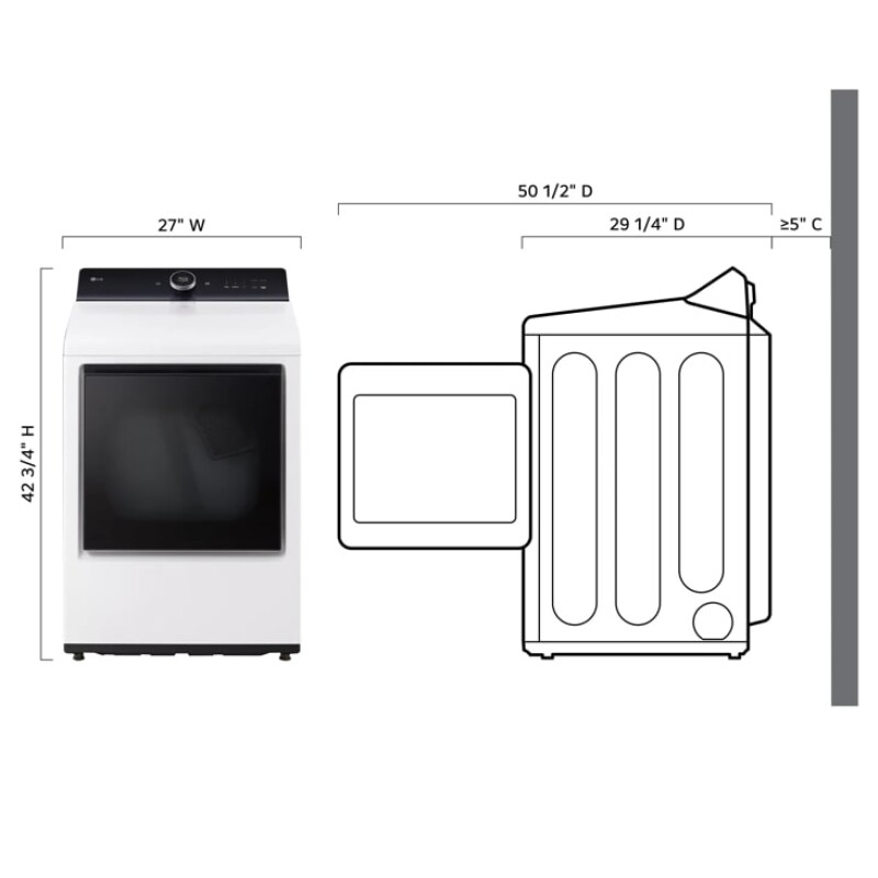 7.3 Cu. Ft. Ultra Large High Efficiency Electric Turbosteam™ Easyload™ Door, Wi-fi Connectivity, White DLEX8600WE