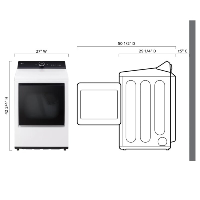 7.3 Cu. Ft. Ultra Large Capacity Rear Control Gas Dryer With Easyload™ Door, Ai Sensing And Turbosteam™ DLGX8601WE