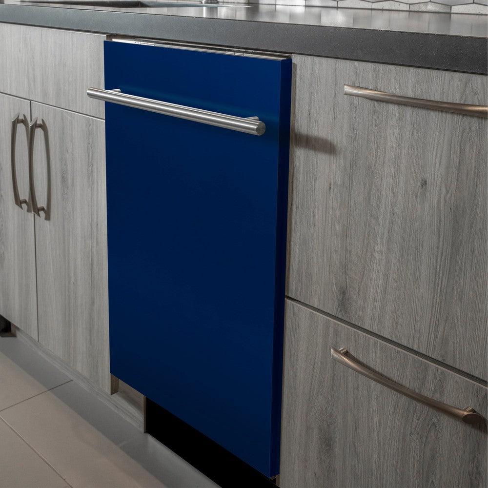 24 In. Top Control Dishwasher In Blue Gloss And Modern Style Handle, 52dba DWBGH24
