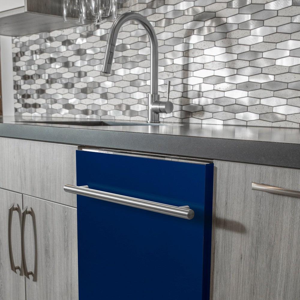 24 In. Top Control Dishwasher In Blue Gloss And Modern Style Handle, 52dba DWBGH24