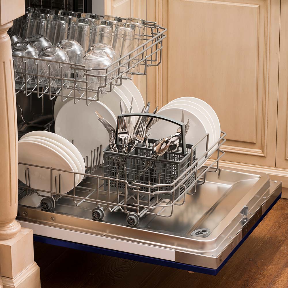24 In. Top Control Dishwasher In Blue Gloss And Modern Style Handle, 52dba DWBGH24