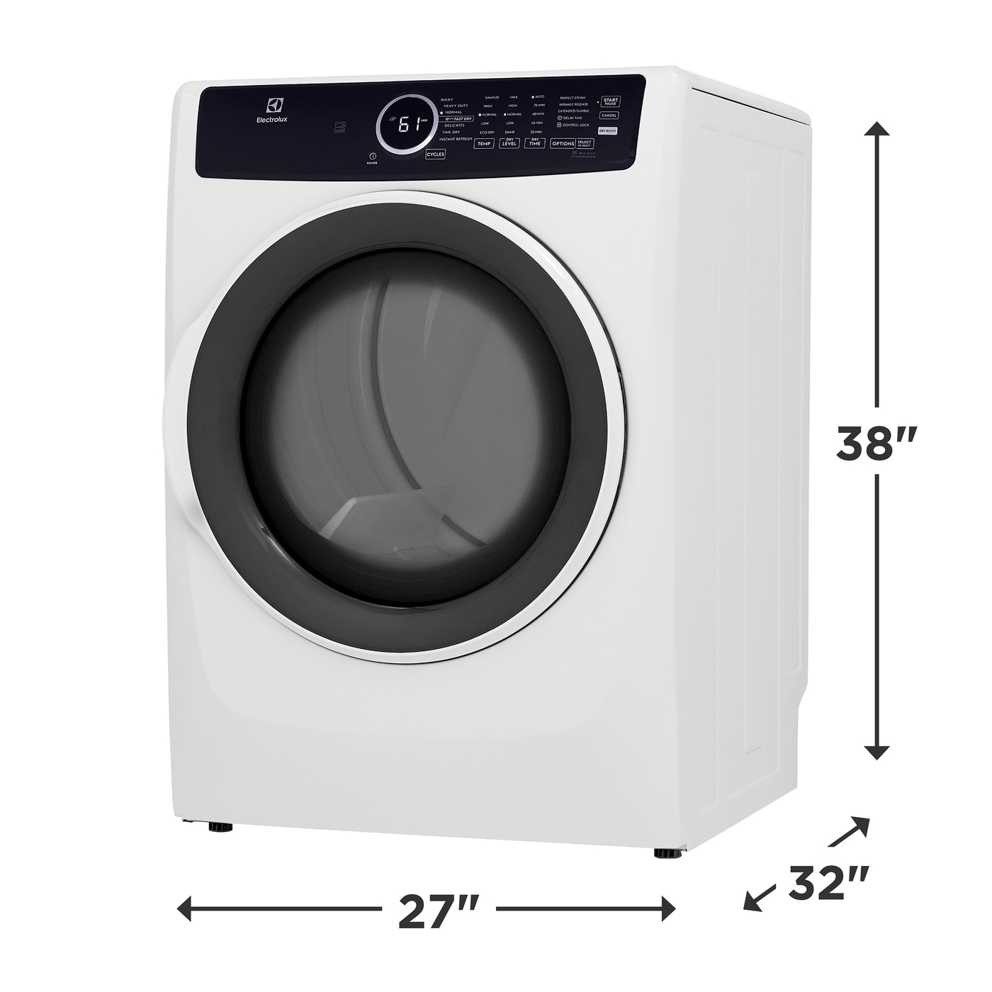 Front Load Perfect Steam Electric Dryer with Instant Refresh – 8.0 Cu. Ft. ELFE7437AW