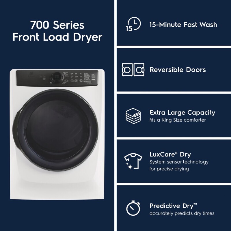 700 Series Electric Dryer - 8.0 Cu. Ft. ELFE7738MW