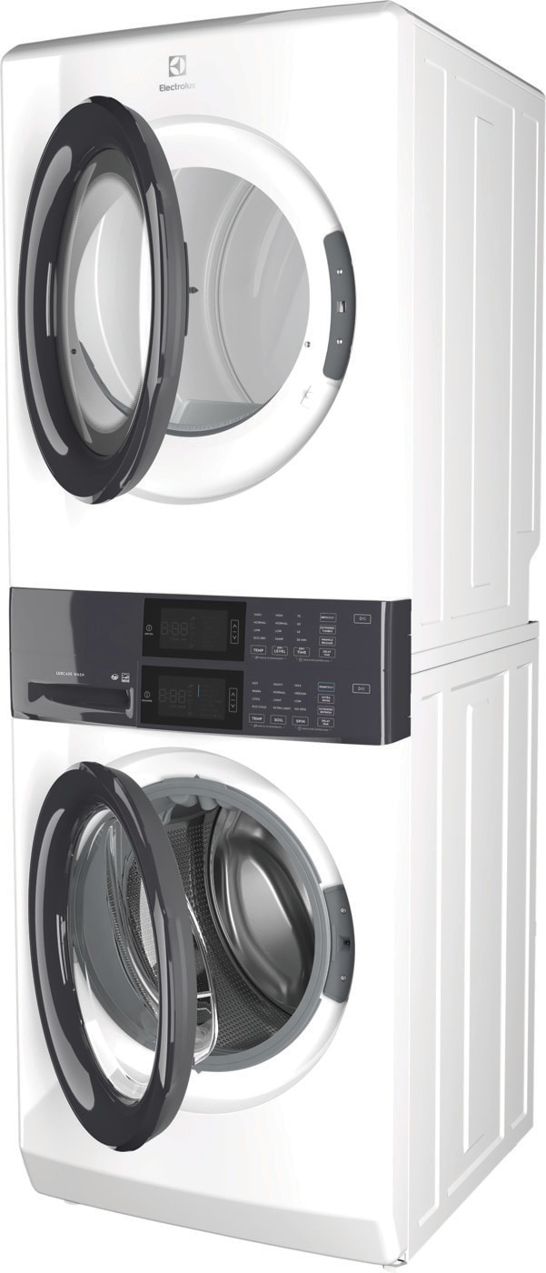 Laundry Tower Single Unit Front Load 4.4 Cu. Ft. Washer & 8 Cu. Ft. Electric Dryer ELTE7300AW