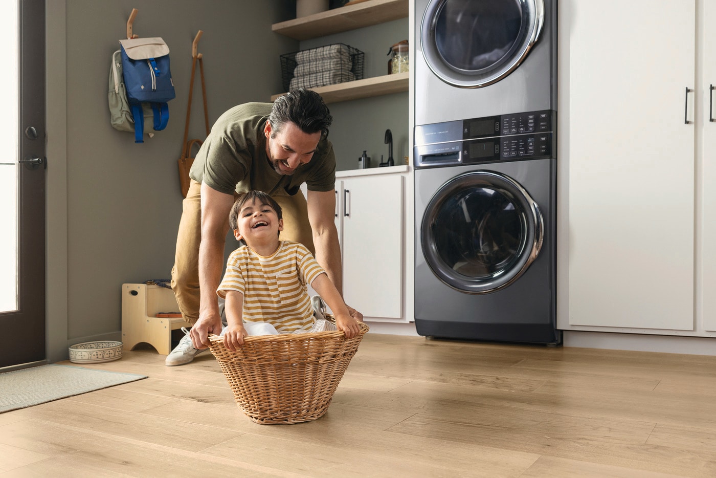 Laundry Tower Single Unit Front Load 4.5 Cu. Ft. Washer & 8 Cu. Ft. Electric Dryer ELTE7600AT