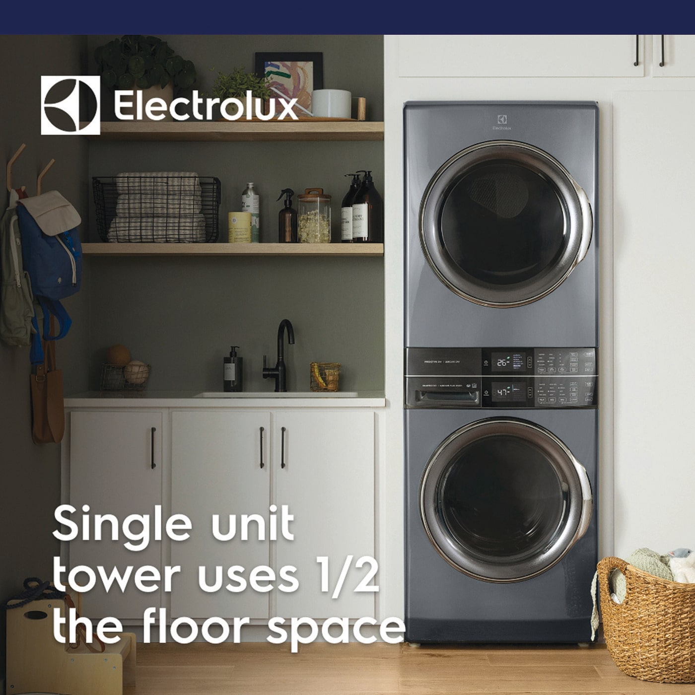 Laundry Tower Single Unit Front Load 4.5 Cu. Ft. Washer & 8 Cu. Ft. Electric Dryer ELTE7600AT