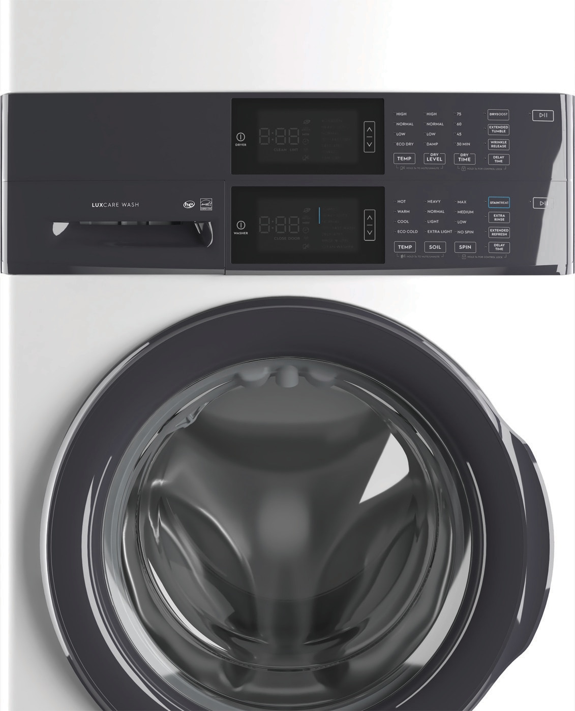 Laundry Tower Single Unit Front Load 4.4 Cu. Ft. Washer & 8 Cu. Ft. Gas Dryer ELTG7300AW