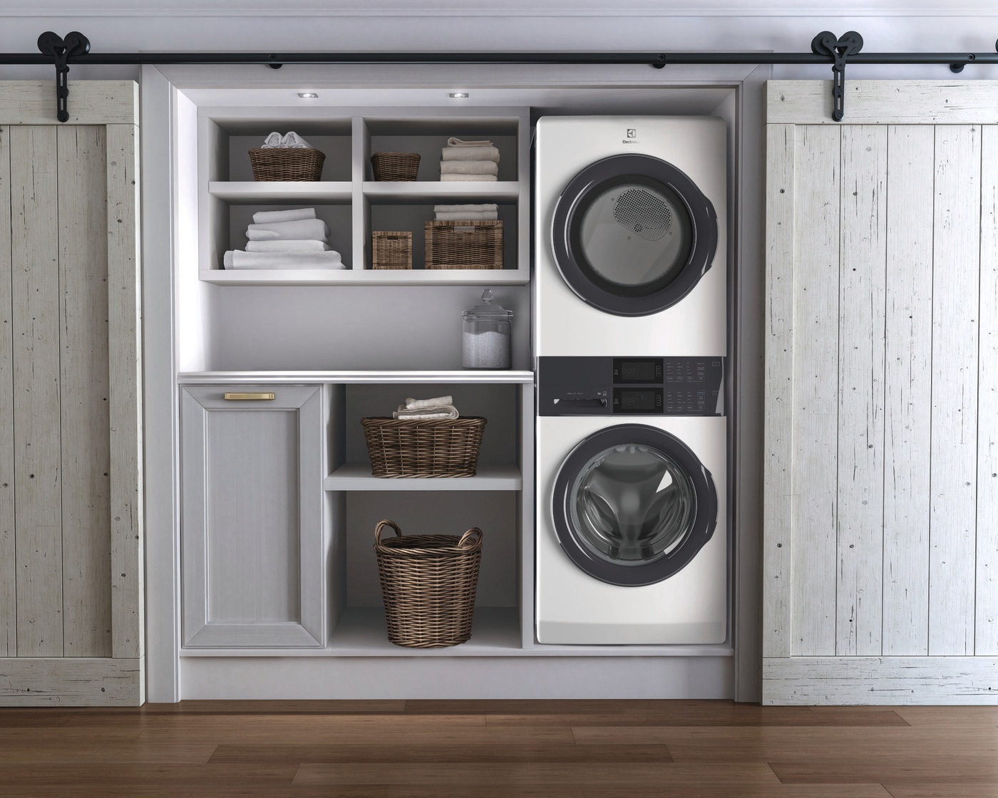Laundry Tower Single Unit Front Load 4.4 Cu. Ft. Washer & 8 Cu. Ft. Gas Dryer ELTG7300AW