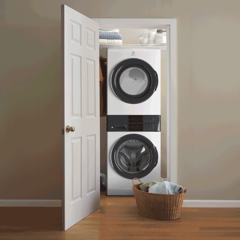 Laundry Tower Single Unit Front Load 4.4 Cu. Ft. Washer & 8 Cu. Ft. Gas Dryer ELTG7300AW