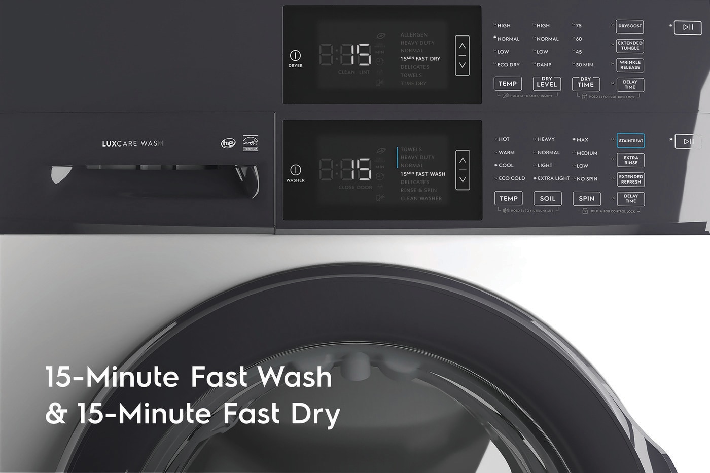 Laundry Tower Single Unit Front Load 4.4 Cu. Ft. Washer & 8 Cu. Ft. Gas Dryer ELTG7300AW