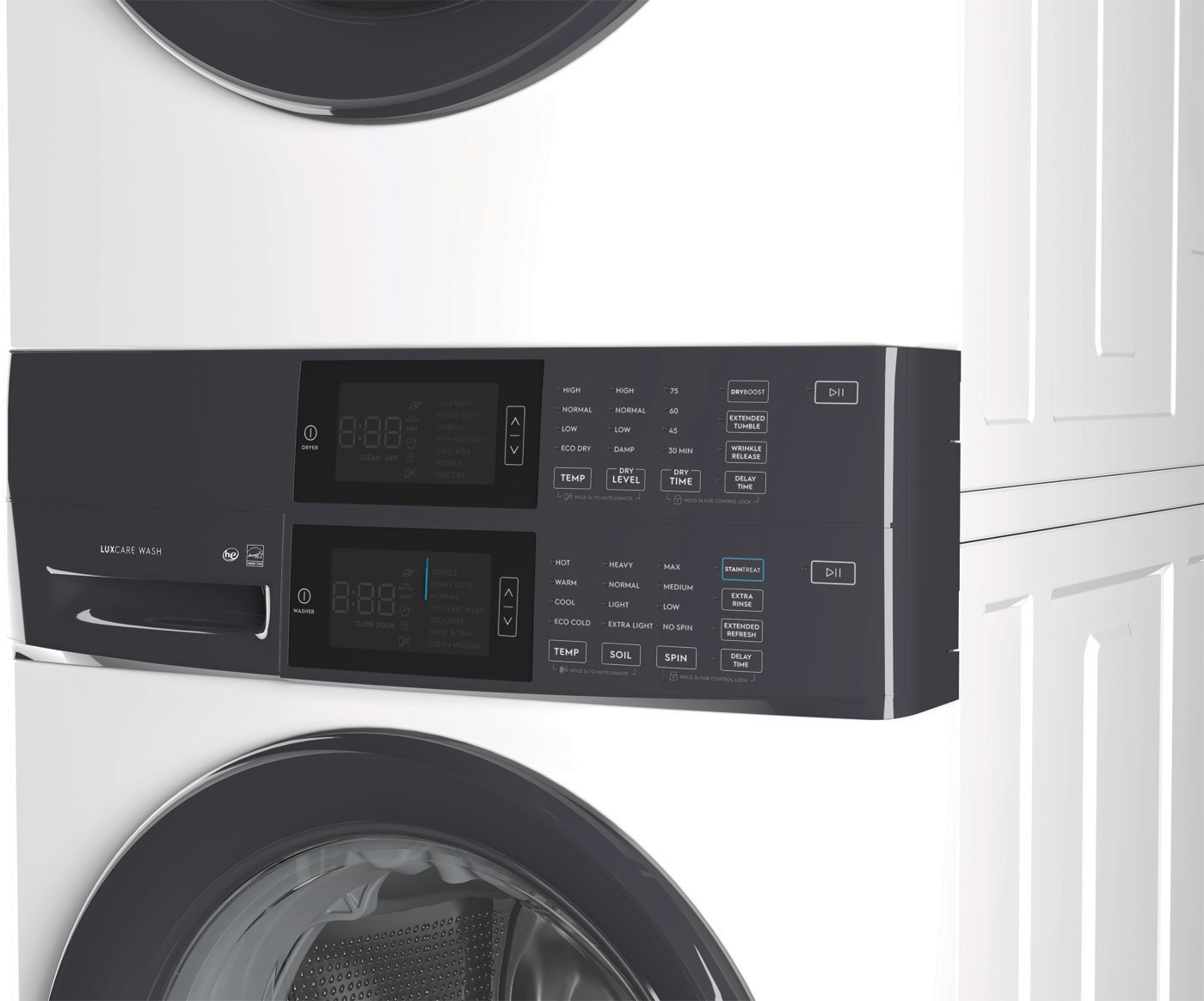 Laundry Tower Single Unit Front Load 4.4 Cu. Ft. Washer & 8 Cu. Ft. Gas Dryer ELTG7300AW
