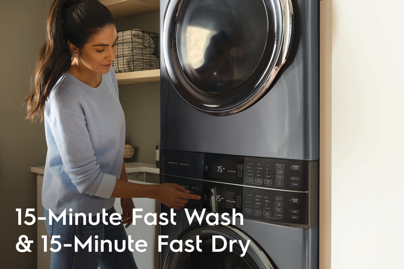 Laundry Tower Single Unit Front Load 4.5 Cu. Ft. Washer & 8 Cu. Ft. Gas Dryer ELTG7600AT