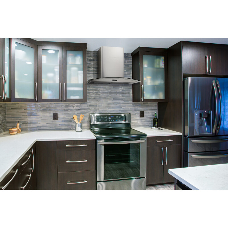 Elite EW46 Series 30-Inch Convertible Curved Glass Chimney Range Hood, 460 Max Blower CFM EW4630SS