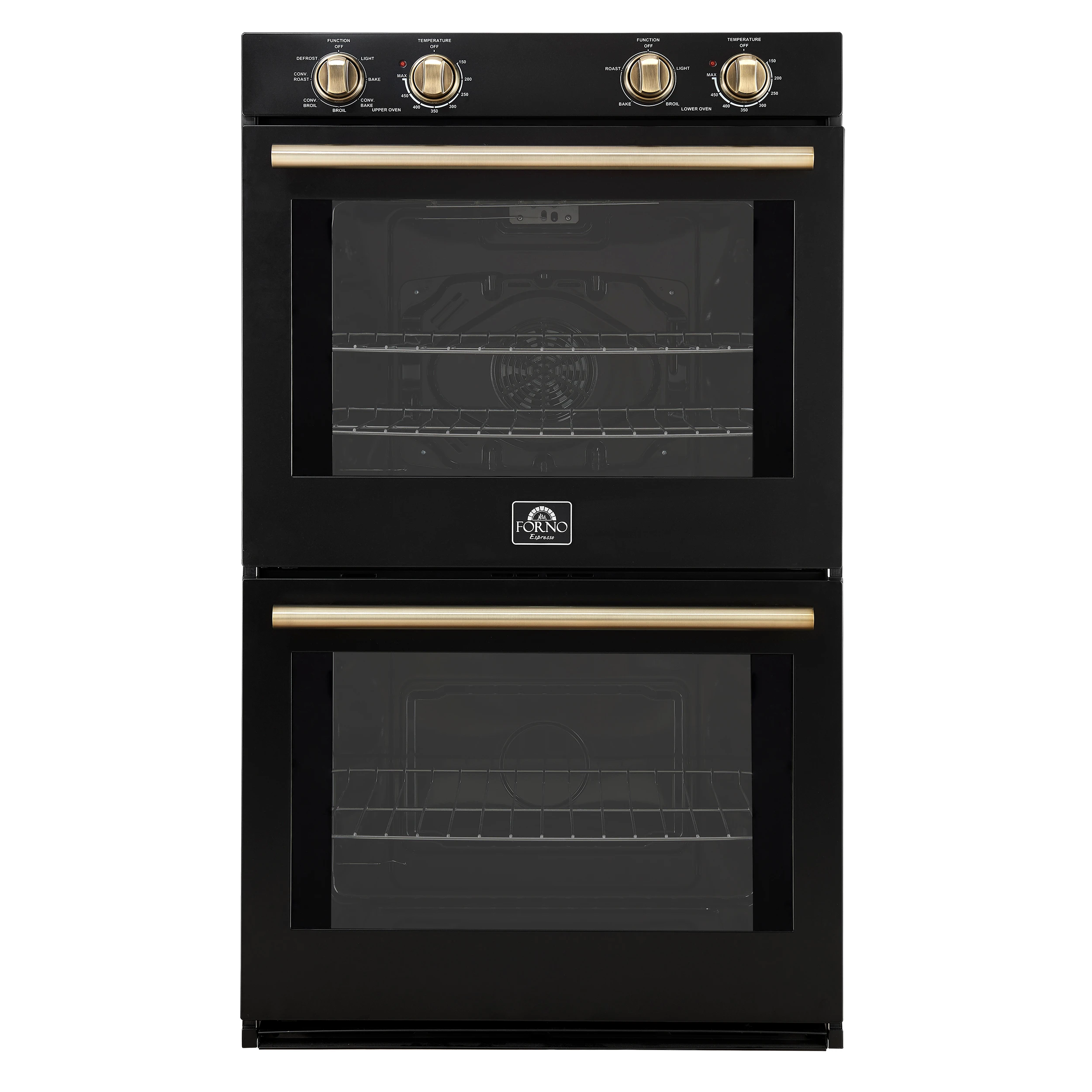 Vomero 30-Inch Double Wall Oven, Black, 10 cu.ft Total Capacity, 7100W Convection, Mechanical Controls, Manuel Steam Clean FBOEL132430BLK