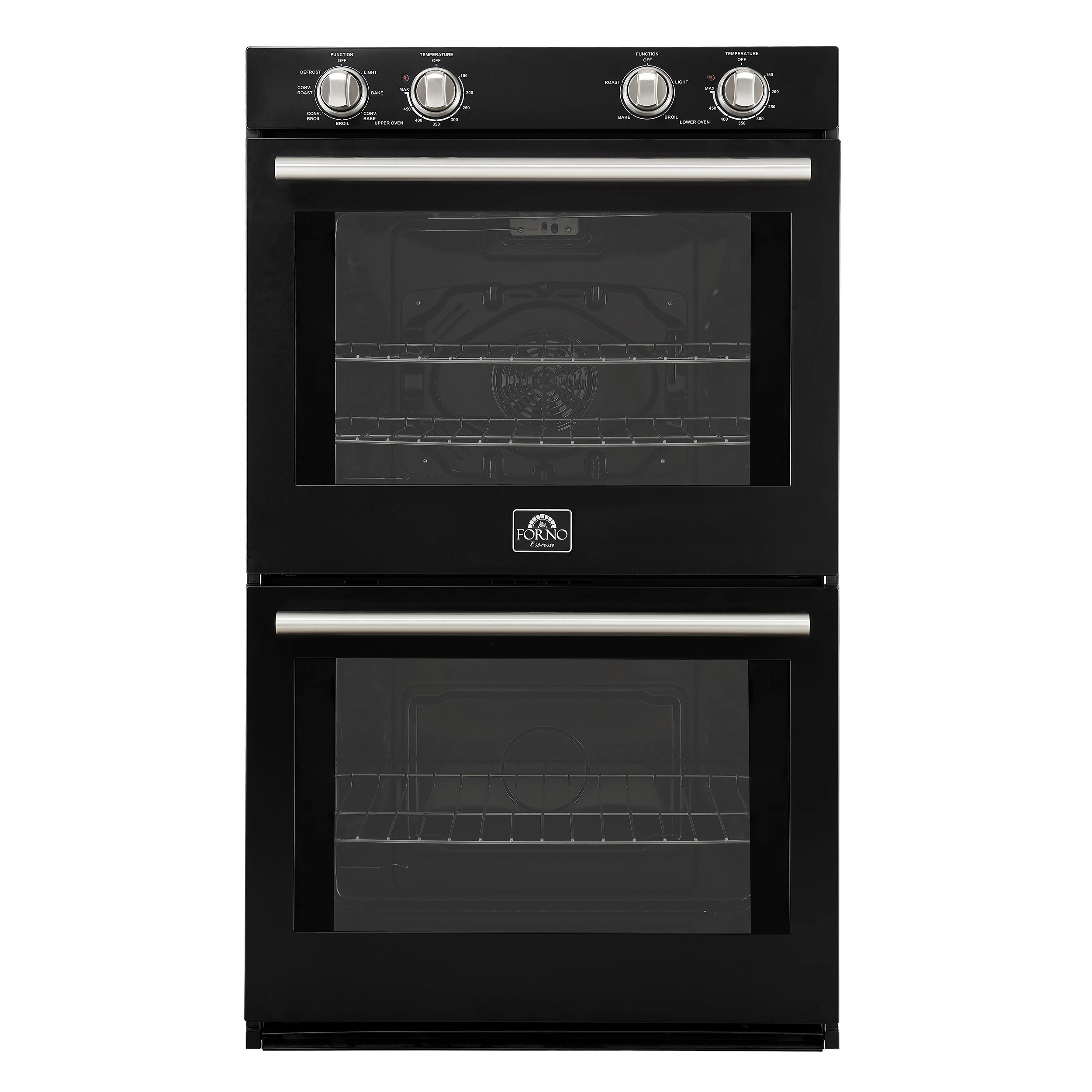 Vomero 30-Inch Double Wall Oven, Black, 10 cu.ft Total Capacity, 7100W Convection, Mechanical Controls, Manuel Steam Clean FBOEL132430BLK